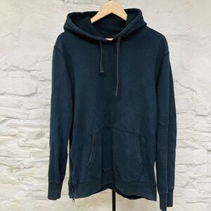 Mens Reigning Champ Black Terry Pullover Hoodie Black Sz Large Side Zips Faded